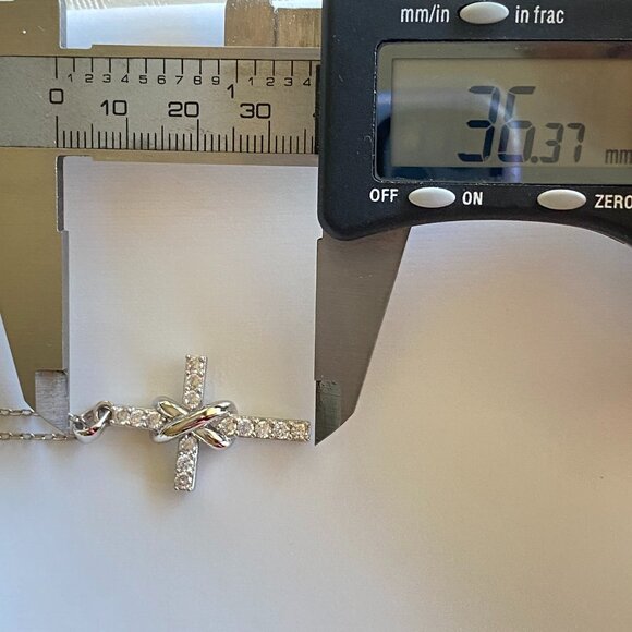 FAC Infinity Knot Cross Silver Tone Crystal Necklace - Picture 5 of 7
